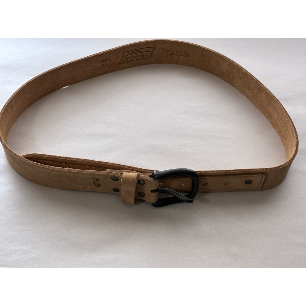 Dickies Genuine Leather Belt Mens Sz 38 Tan Buckle Western Classic